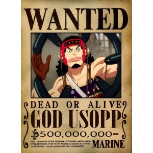 Placa Decorativa WANTED God Usopp   One Piece Mod.12